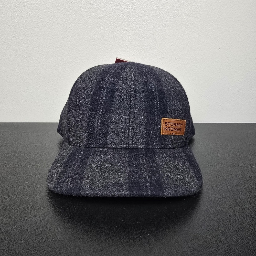 Stormy Kromer Hat Cap‎ Mens Strap Back One Size Gray Plaid Curveball Wool Work
